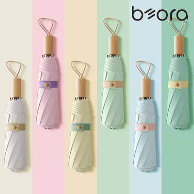 BOR_무지 인쇄우산 삼색삼단 컬러암막 3단 수동 우양산